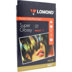 Фотобумага Lomond (SuperGlossy) суперглянцевая односторонняя A4, 260 г/м, 20 л. (1103101)