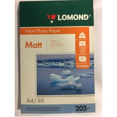 Фотобумага Lomond матовая односторонняя A4, 205 г/м, 50 л. (0102085)