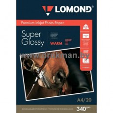 Фотобумага Lomond SuperGlossy односторонняя A4, 340 г/м, 20 л. (1100301)