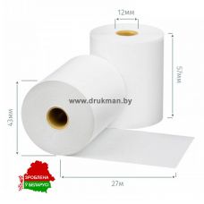 Чековая лента (ТЕРМО) для кассовых аппаратов, 57*12*30, 27м